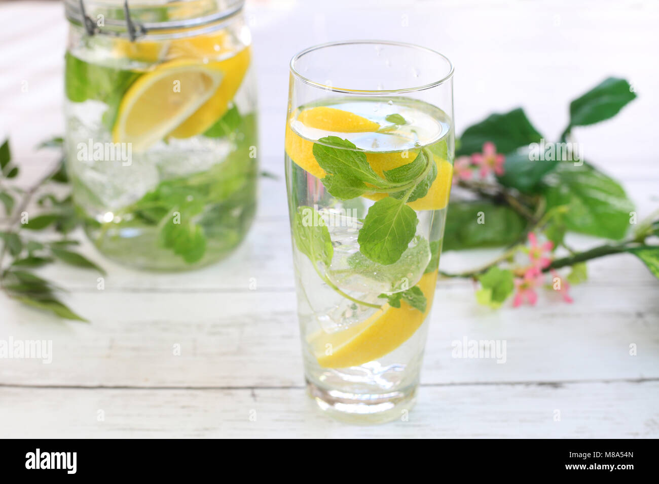Lemon flavored water Stock Photo Alamy