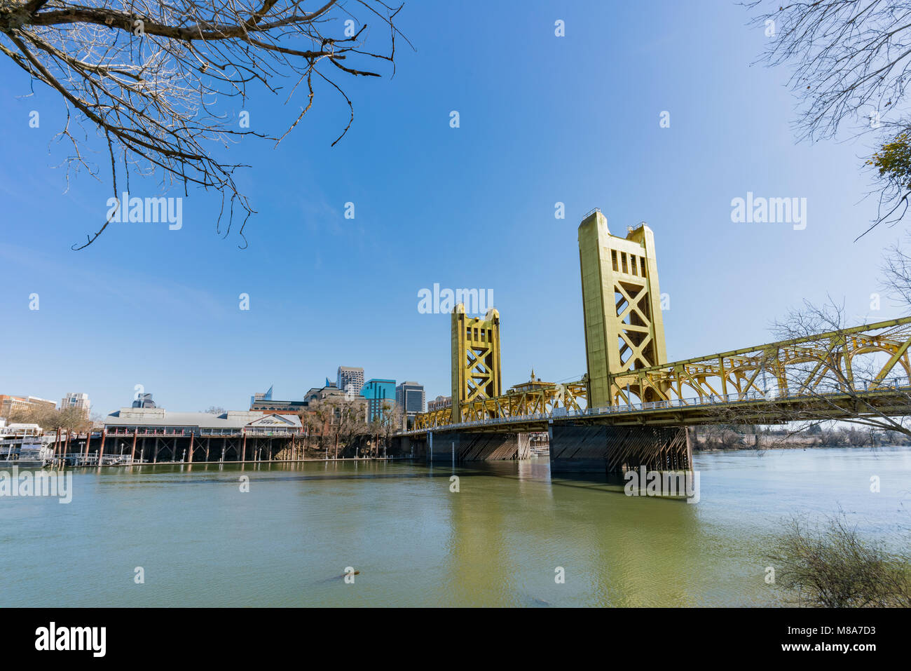 Afternoon view of the famous tower bridge of Sacramento, California Stock Photo