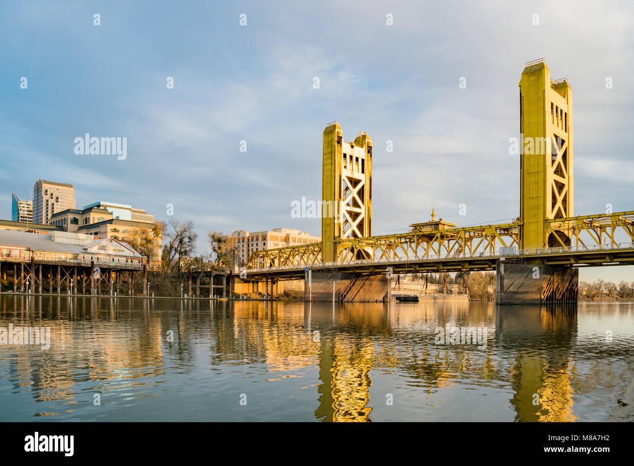 Afternoon view of the famous tower bridge of Sacramento, California Stock Photo