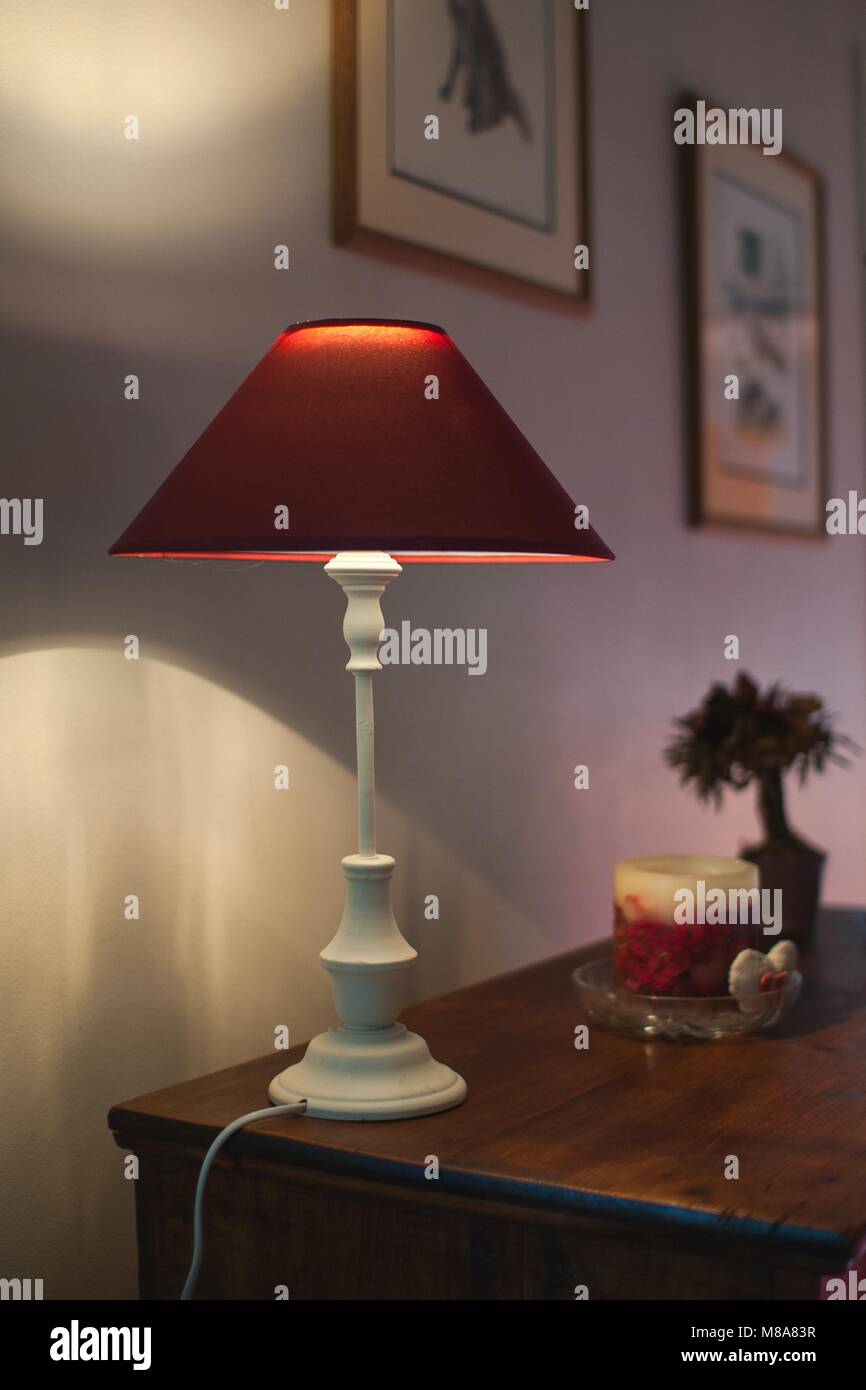 Art Deco Stylish bedroom lamp standing at white table Stock Photo Alamy