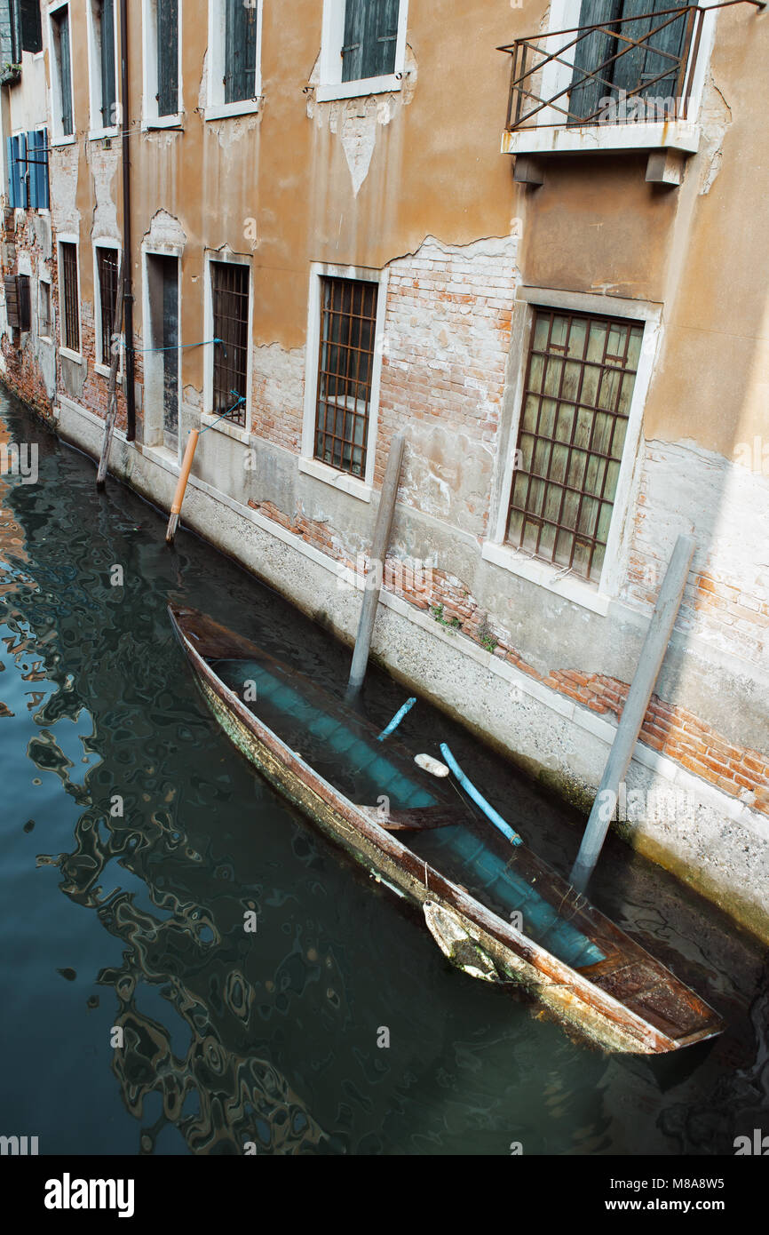A sinking boat in Venice Italy Stock Photo Alamy