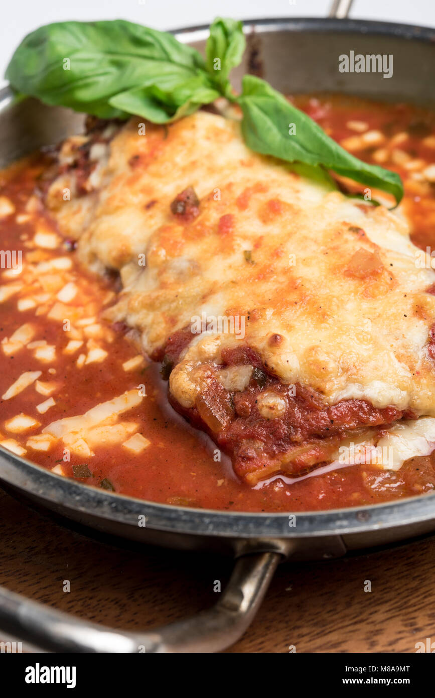 Cheese crusted lasagna Stock Photo