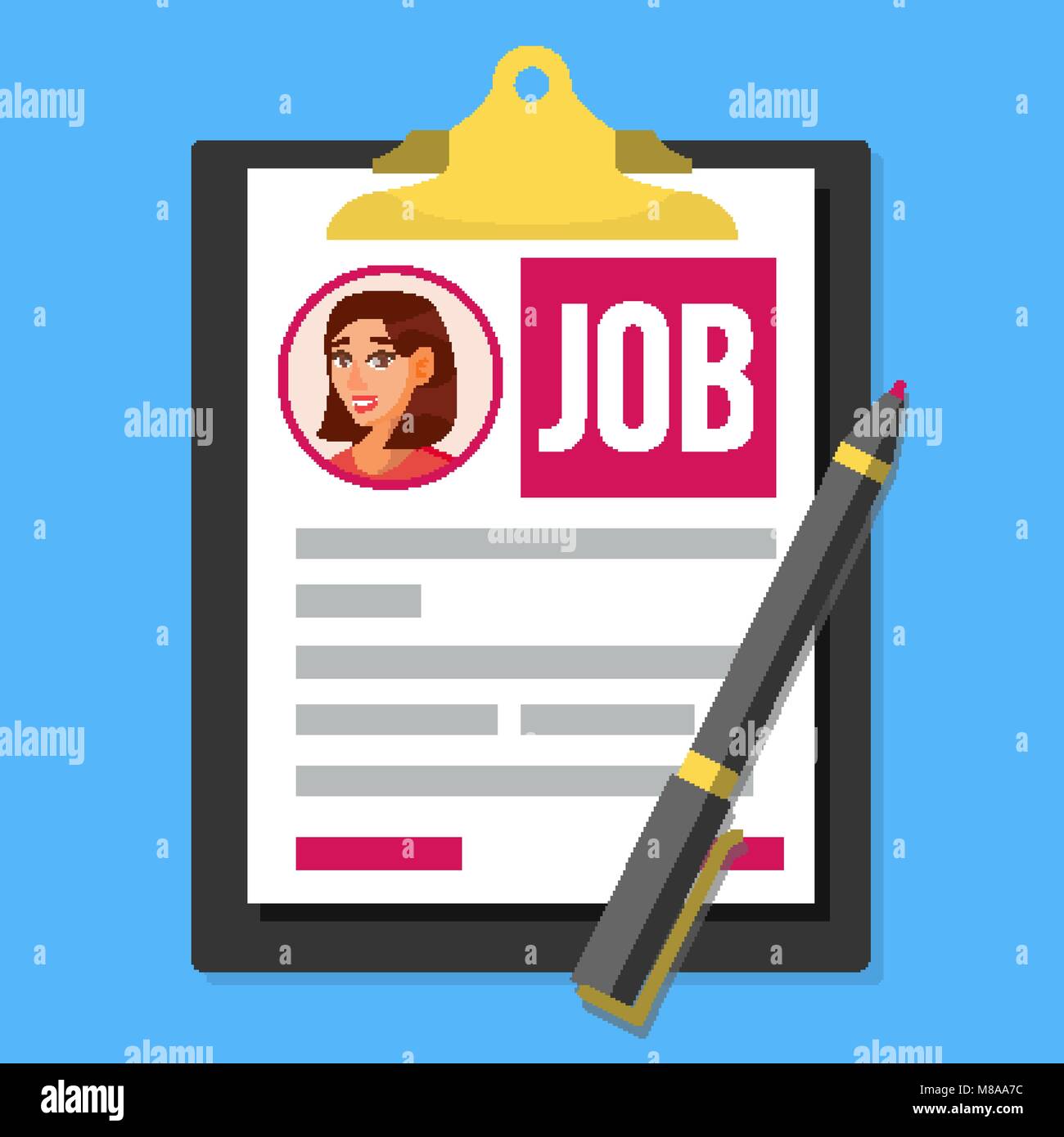 Job Application Form Vector. Female Profile Photo. HR Human Resources