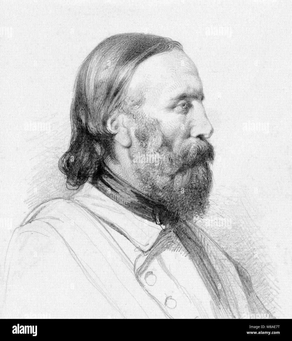 Giuseppe Garibaldi (1807-1882). Portrait of the Italian general and politician by Johan Philip Koelman Stock Photo