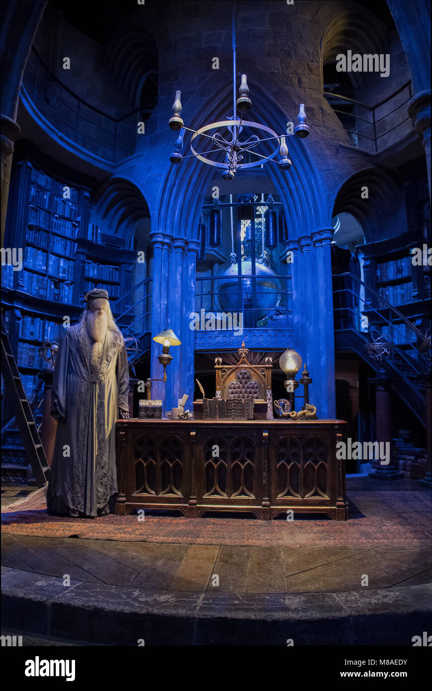 LEAVESDEN, UK - FEBRUARY 24TH 2018: Dumbledore's office display at the ...