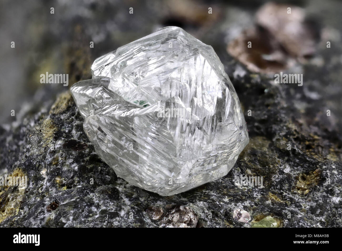 natural diamond nestled in kimberlite Stock Photo