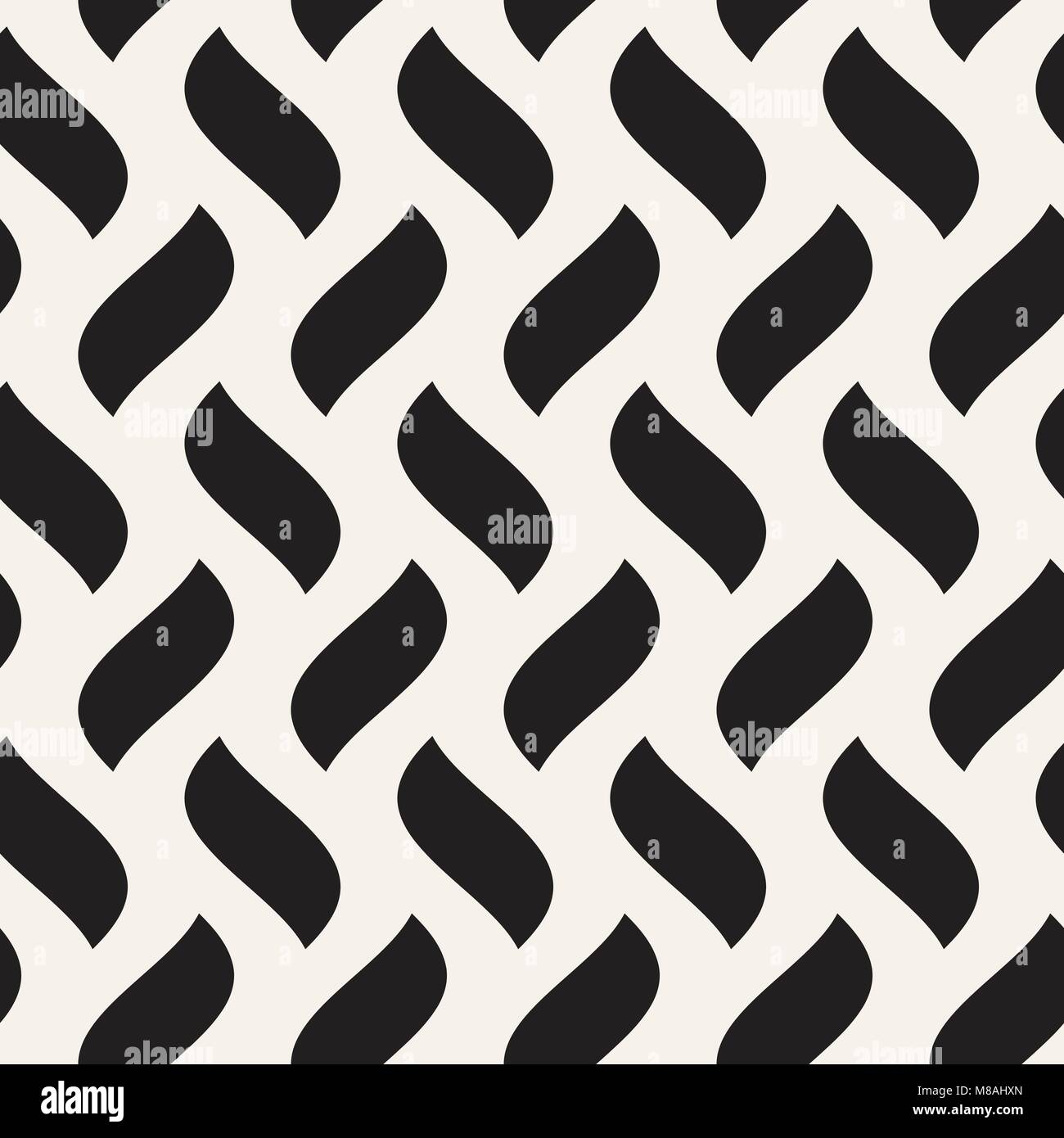 Vector Seamless Black and White Hand Drawn Wavy Lines Pattern Stock ...