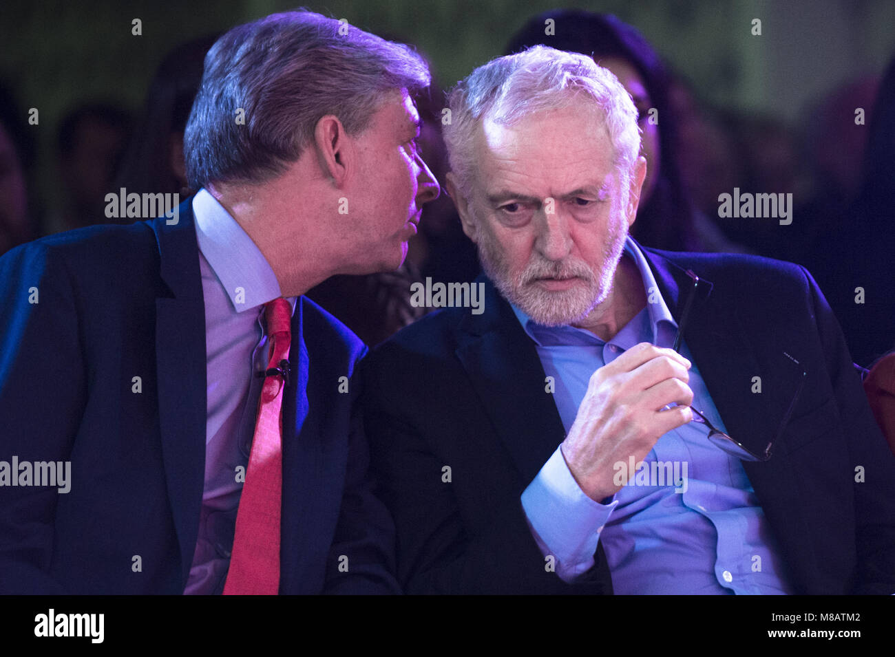 Labour leader Jeremy Corbyn and Richard Leonard speak at a campaign