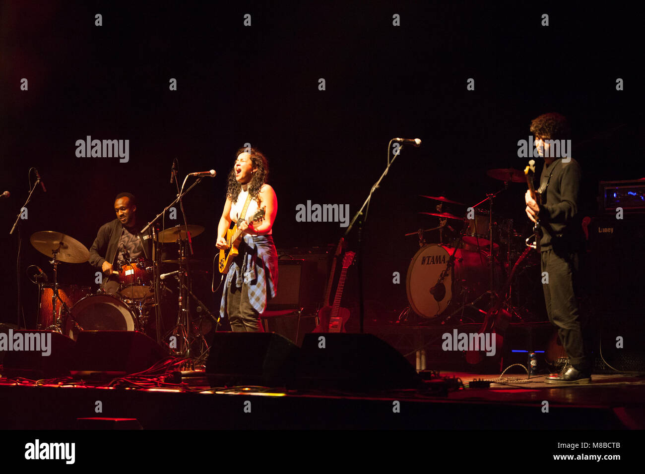 Eliza Shaddad at the Palladium, London, on tour as a support act for Turin Brakes. Stock Photo