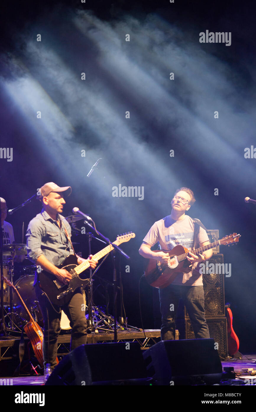 Guitar band Turin Brakes play at the London Palladium as part of their 'Invisible Storm' tour. Stock Photo