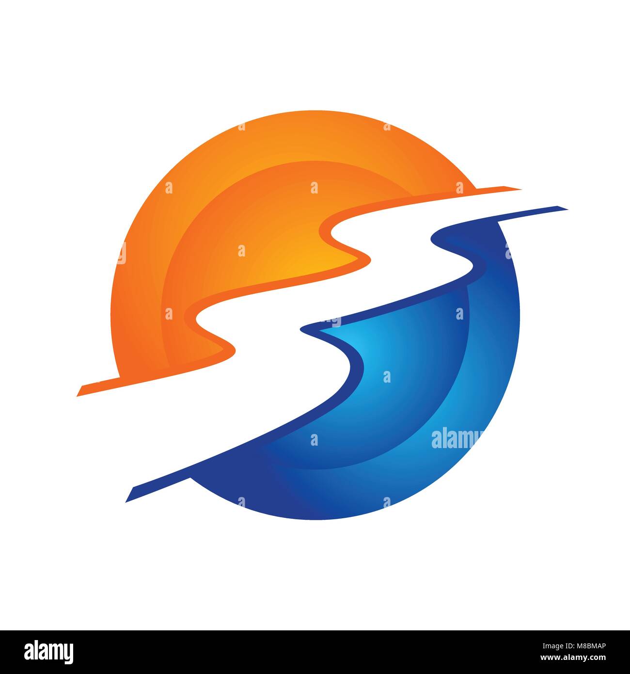 River Stream Modern Circular Symbol Vector Graphic Logo Design Stock Vector