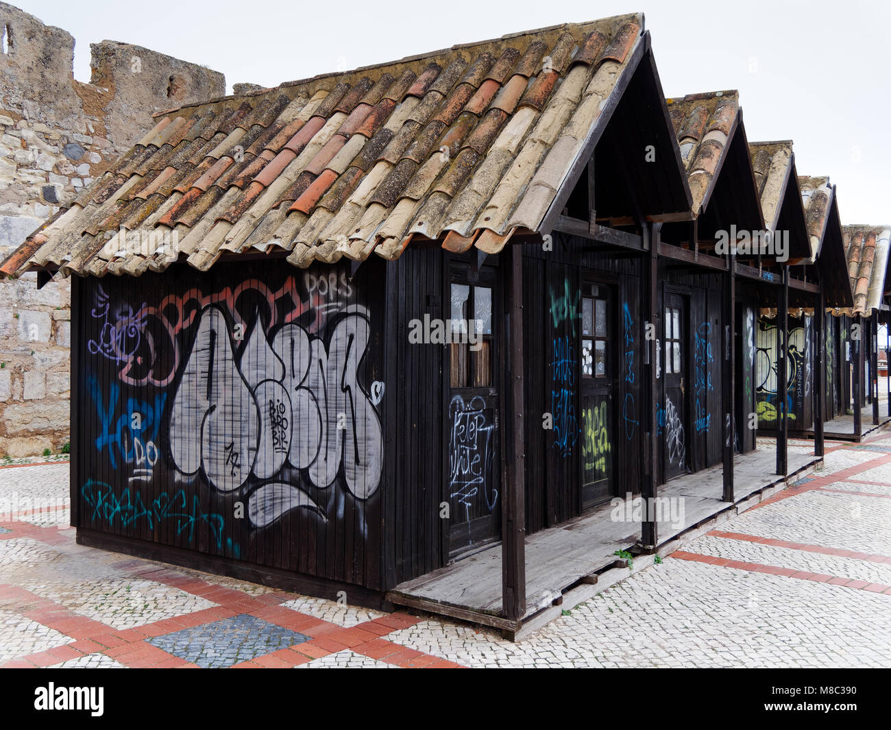 FARO, SOUTHERN ALGARVE/PORTUGAL - MARCH 7 : Wooden Huts outside the City Walls in Faro  Portugal on March 7, 2018 Stock Photo