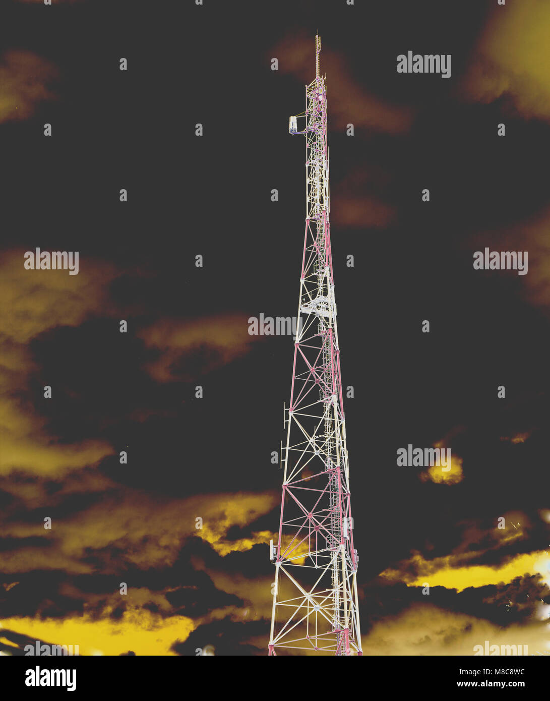 Radio communication tower weathered with some rust Stock Photo - Alamy