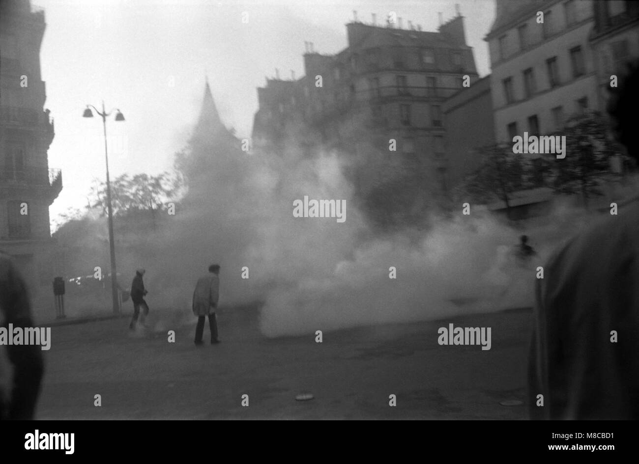 Philippe Gras / Le Pictorium -  May 1698 -  1968  -  France / Ile-de-France (region) / Paris  -  Tear gas against pavements in the streets of Paris Stock Photo