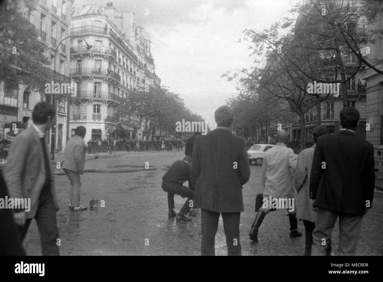 Philippe Gras / Le Pictorium -  May 68 -  1968  -  France / Ile-de-France (region) / Paris  -  Clashes Saint Michel Boulevard Stock Photo
