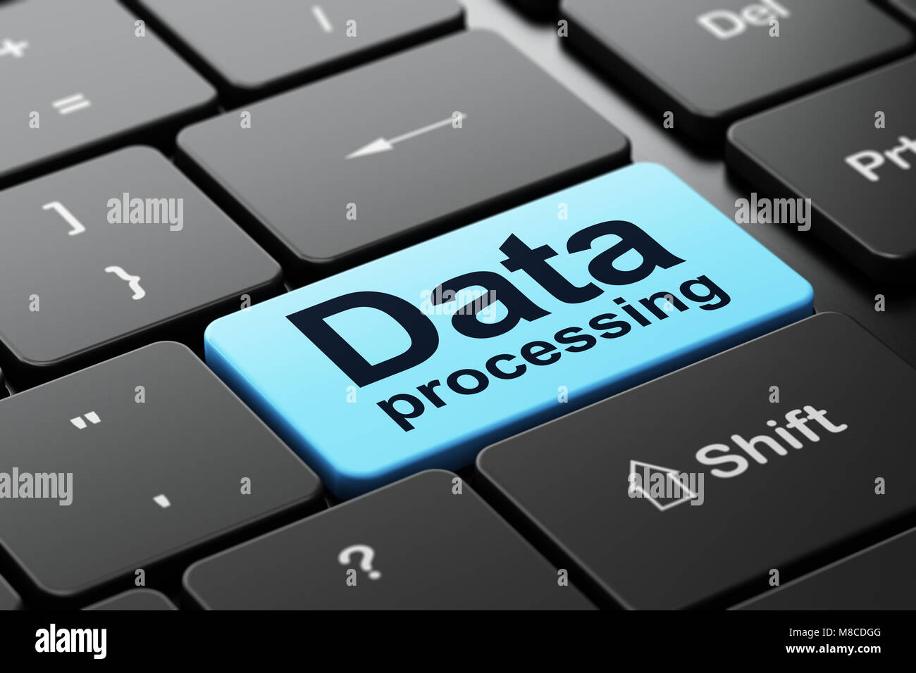 Information concept: Data Processing on computer keyboard background ...