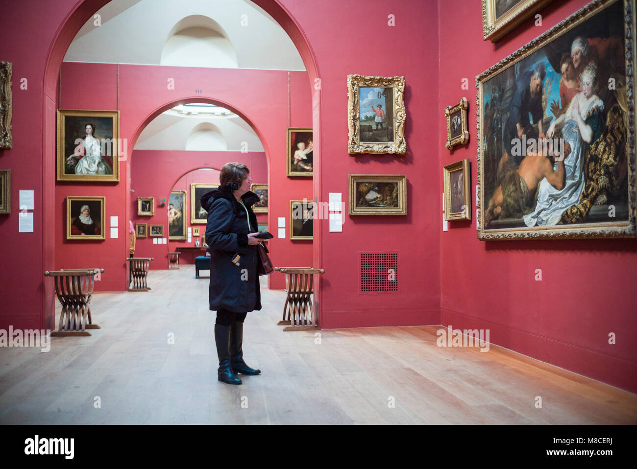 London. England. UK. Visitor at the Dulwich Picture Gallery. Stock Photo