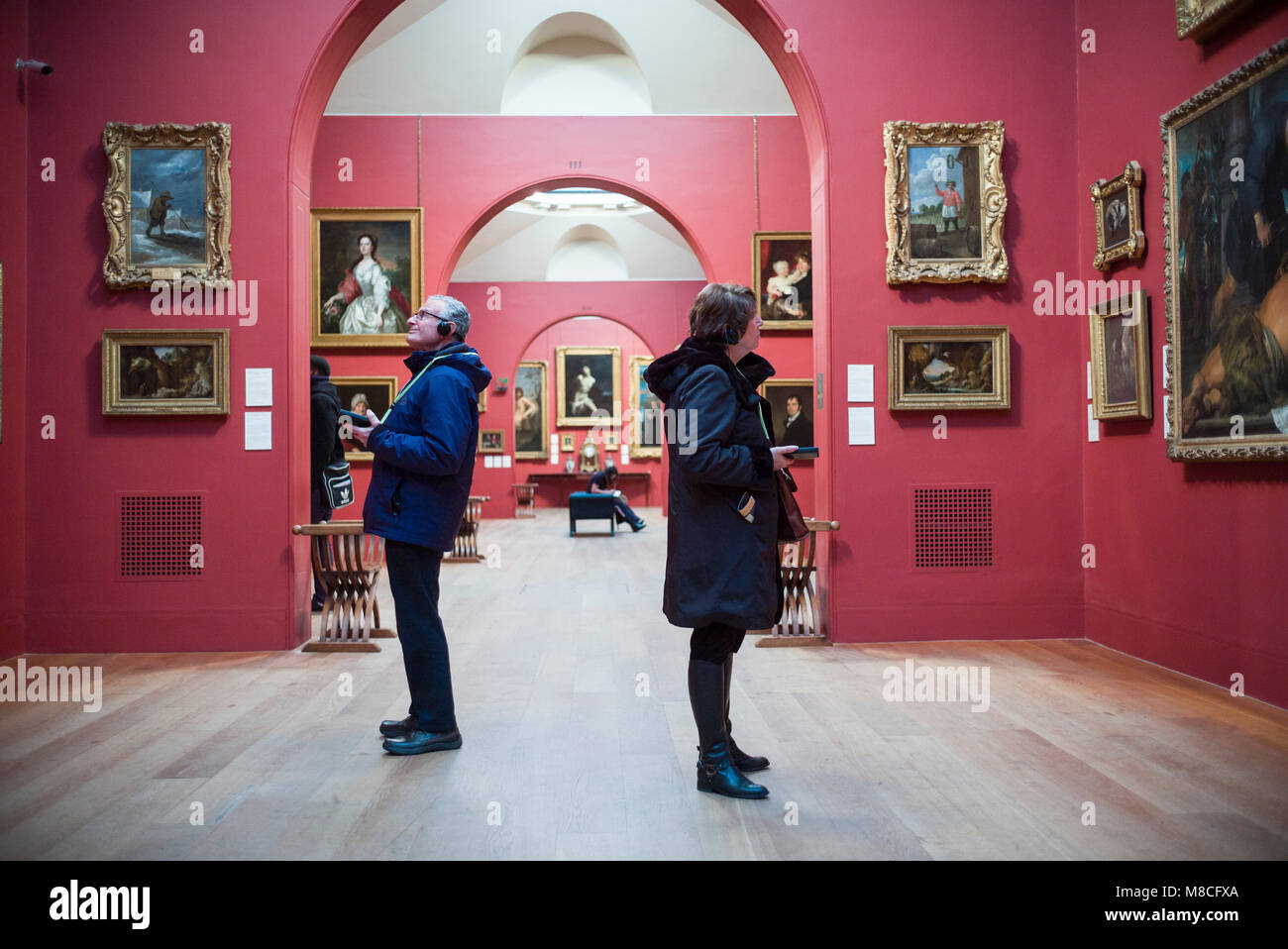 London. England. UK. Visitors at the Dulwich Picture Gallery. Stock Photo