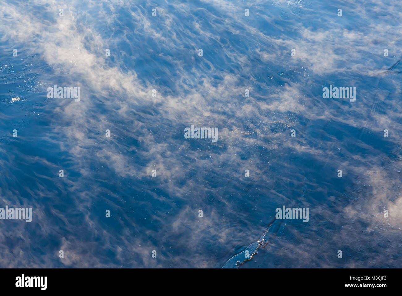 Water vapor on surface of cold water Stock Photo