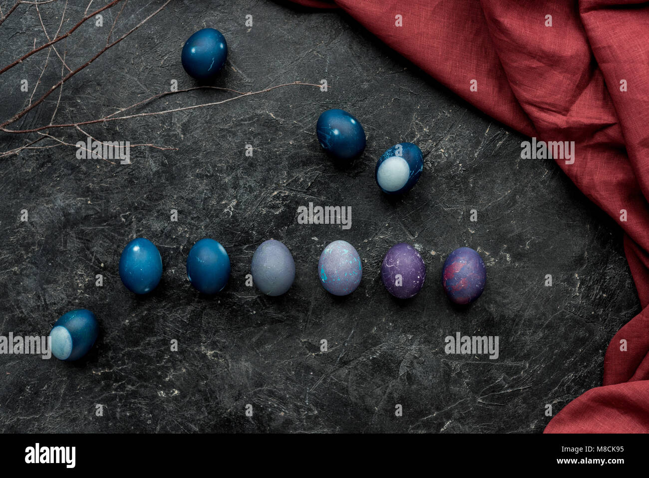 Painted chicken eggs on dark background Stock Photo Alamy