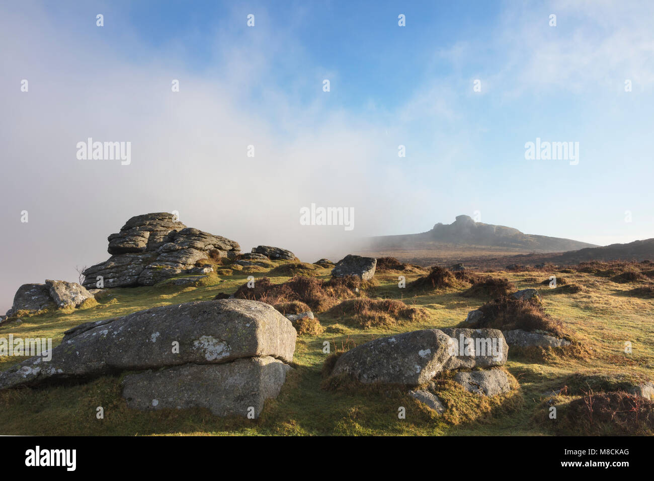 View from Holwell Tor to Haytor on Dartmoor Stock Photo