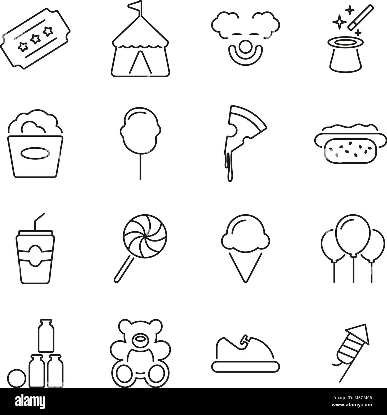 Fair or Carnival Icons Thin Line Vector Illustration Set Stock Vector ...