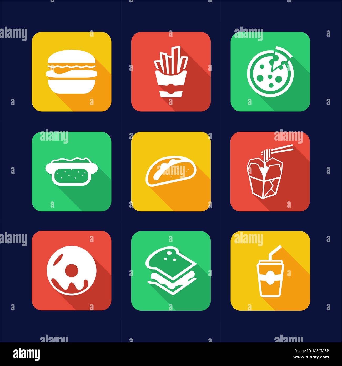 Fast Food Icons Flat Design Stock Vector Image & Art - Alamy