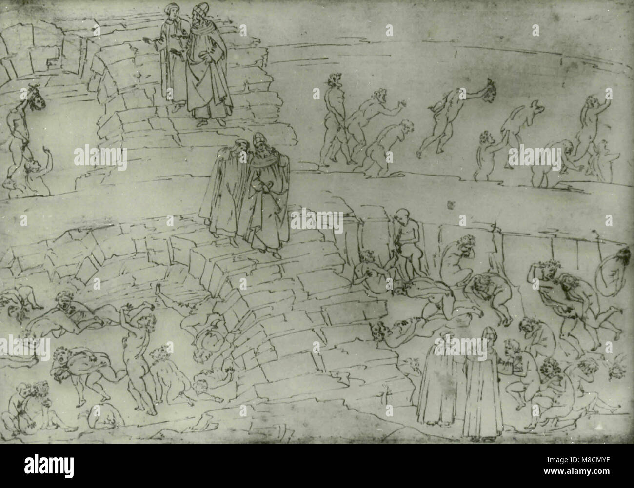 Canto XXIX (29), Dante's Inferno illustration by Botticelli Stock Photo