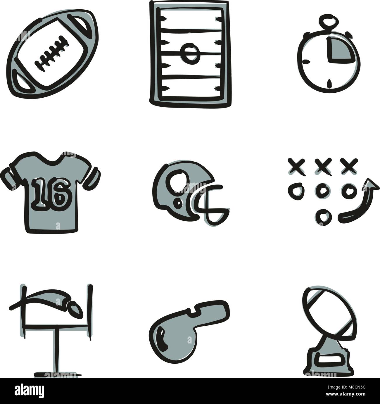 Football Icons Freehand 2 Color Stock Vector Image & Art - Alamy