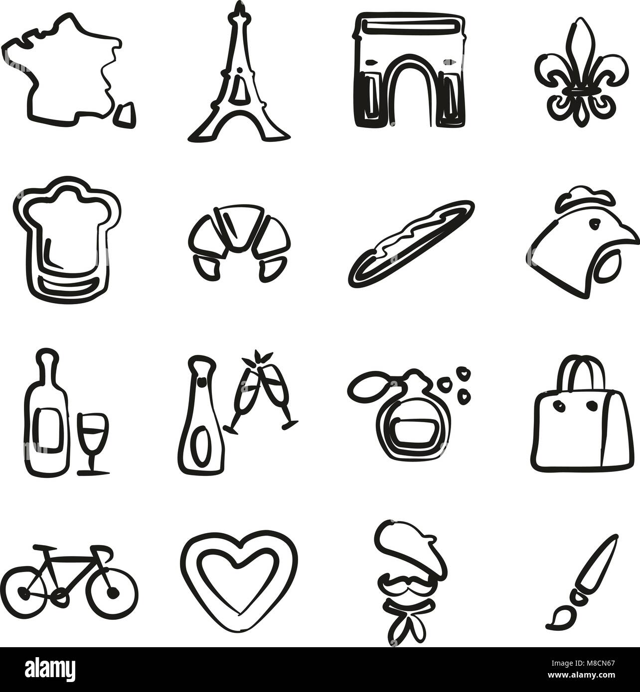 France Icons Freehand Stock Vector Image & Art - Alamy