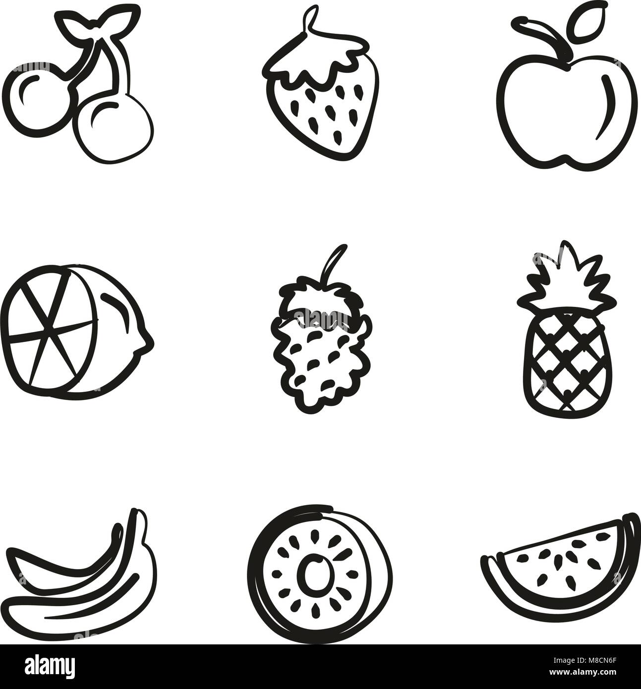 Fruit Icons Freehand Stock Vector Image & Art - Alamy