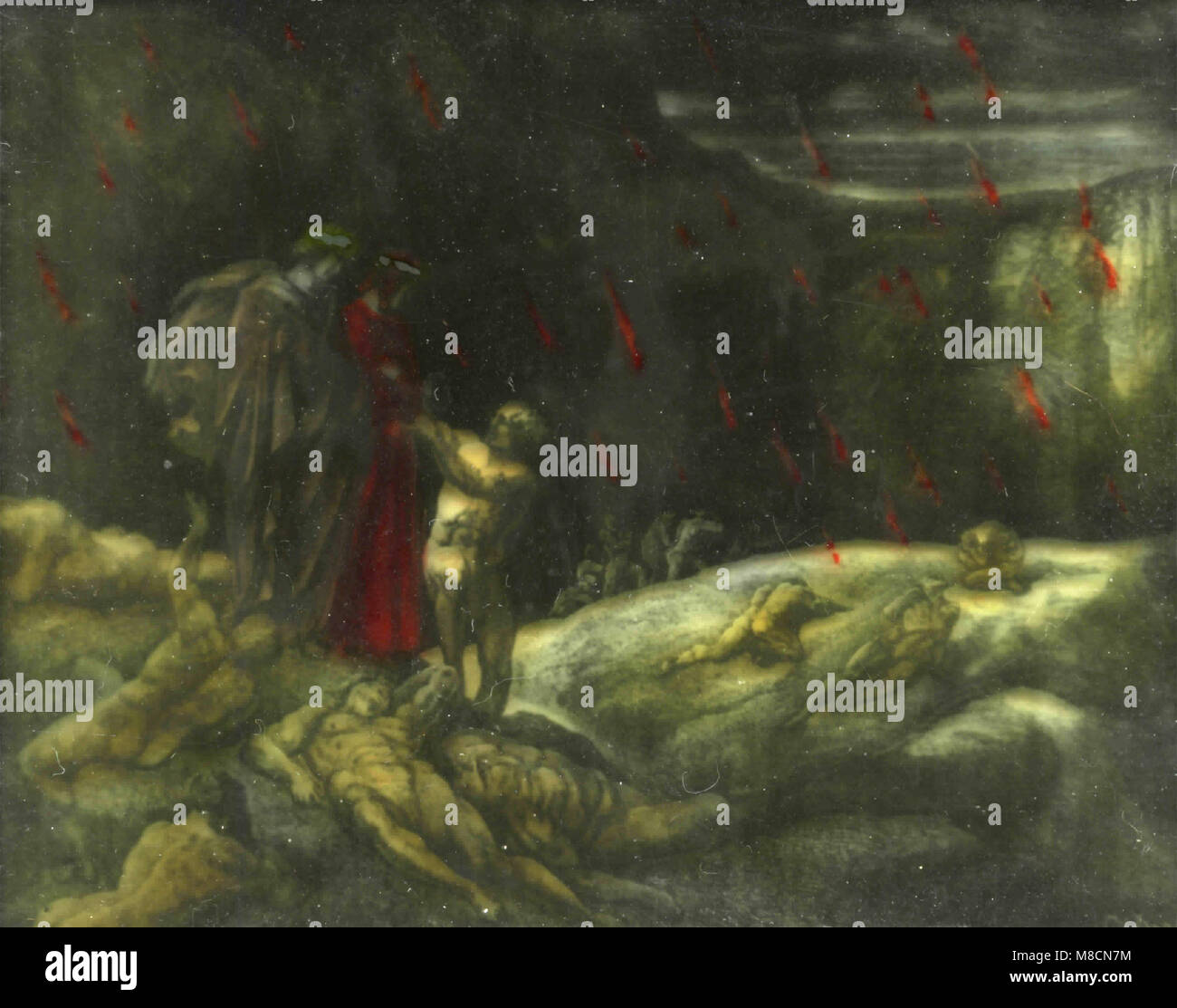 Canto XVI (16), Dante meets Brunetto Latini and the sodomites, Dante's Inferno illustration by Dorè Stock Photo