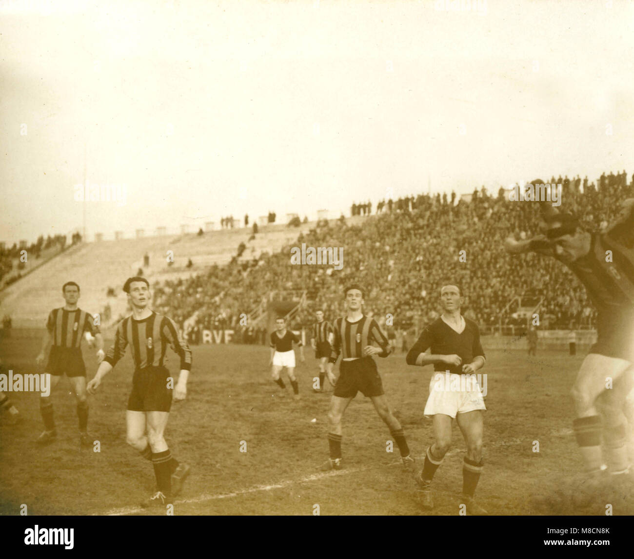 Ambrosiana Inter football team playing soccer, Italy 1930s Stock Photo