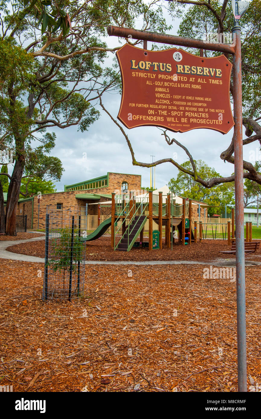 Suburban Loftus. View of Loftus Reserve with children's play area