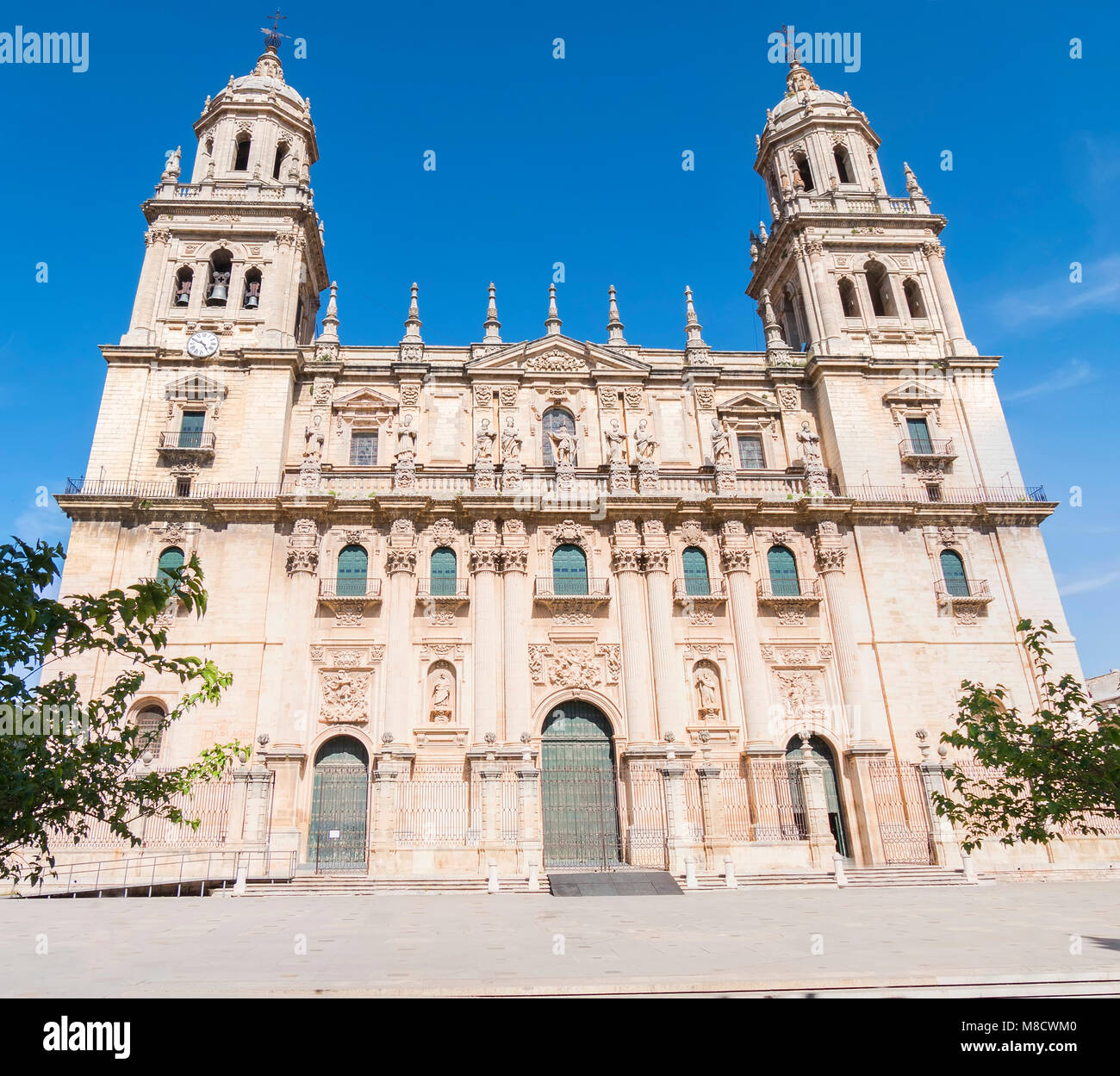 Jaen Assumption cathedral main frontal facade, Spain Stock Photo