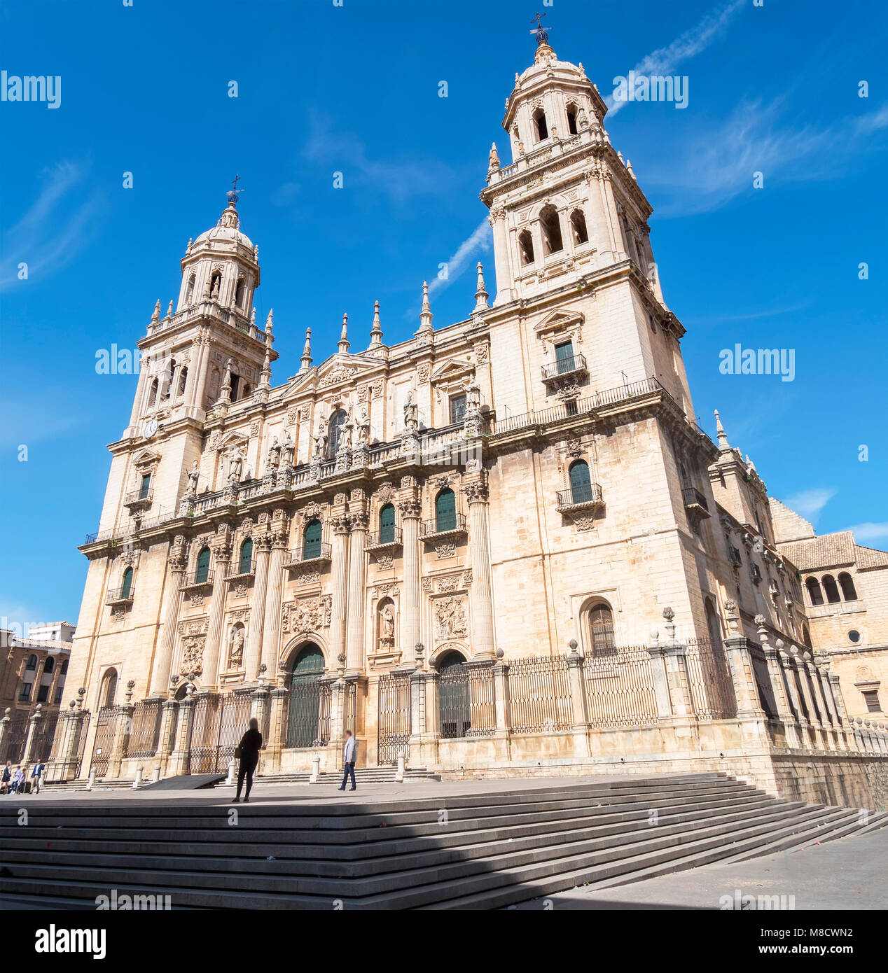 Jaen Assumption cathedral lateral view main facade, Spain Stock Photo