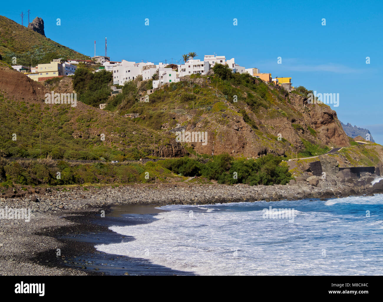 View of the coast towards Almaciga, Anaga Rural Park, Tenerife Island, Canary Islands, Spain Stock Photo