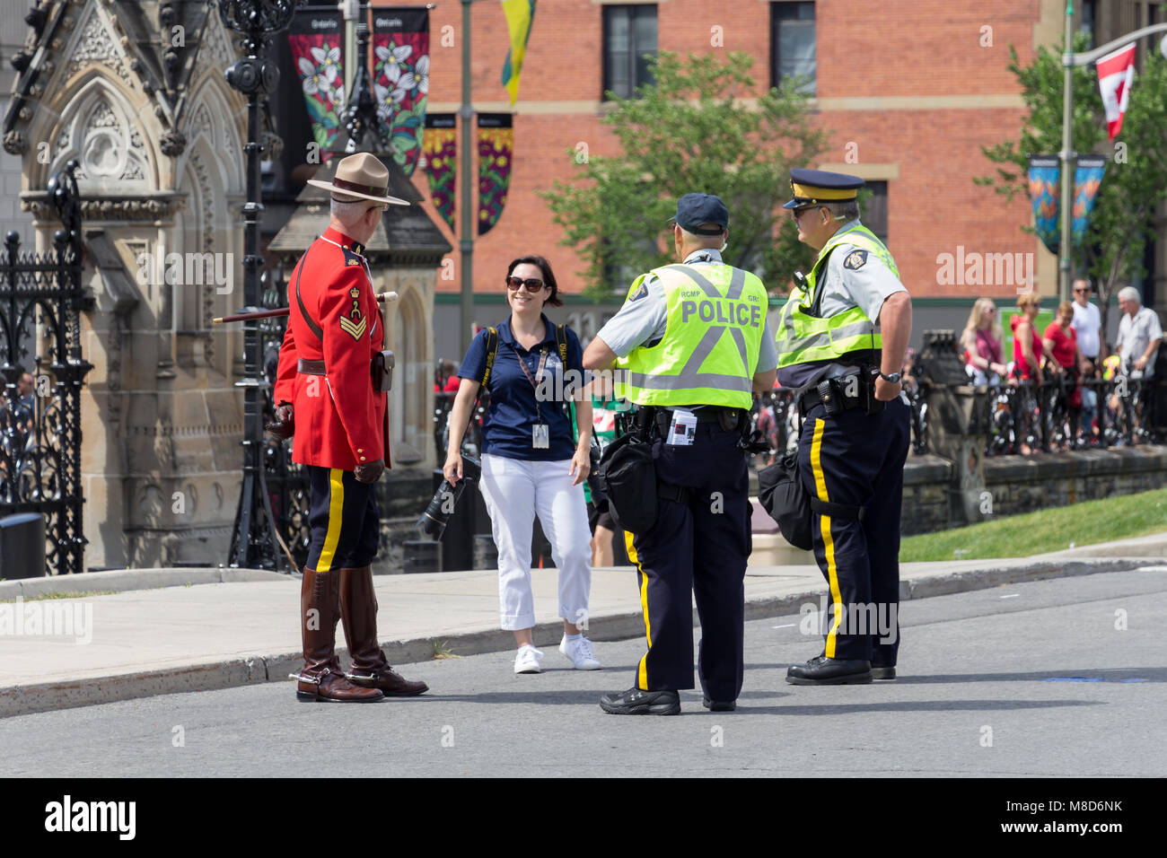 Ottawa, ON, Canada - July 01 2016: Security staff waiting for the Prime Minister's arrival Stock Photo