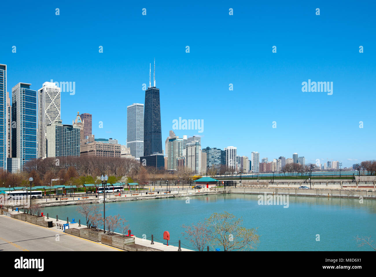 Lake shore and Milton Lee Olive Park, Chicago, Illinois, USA Stock Photo