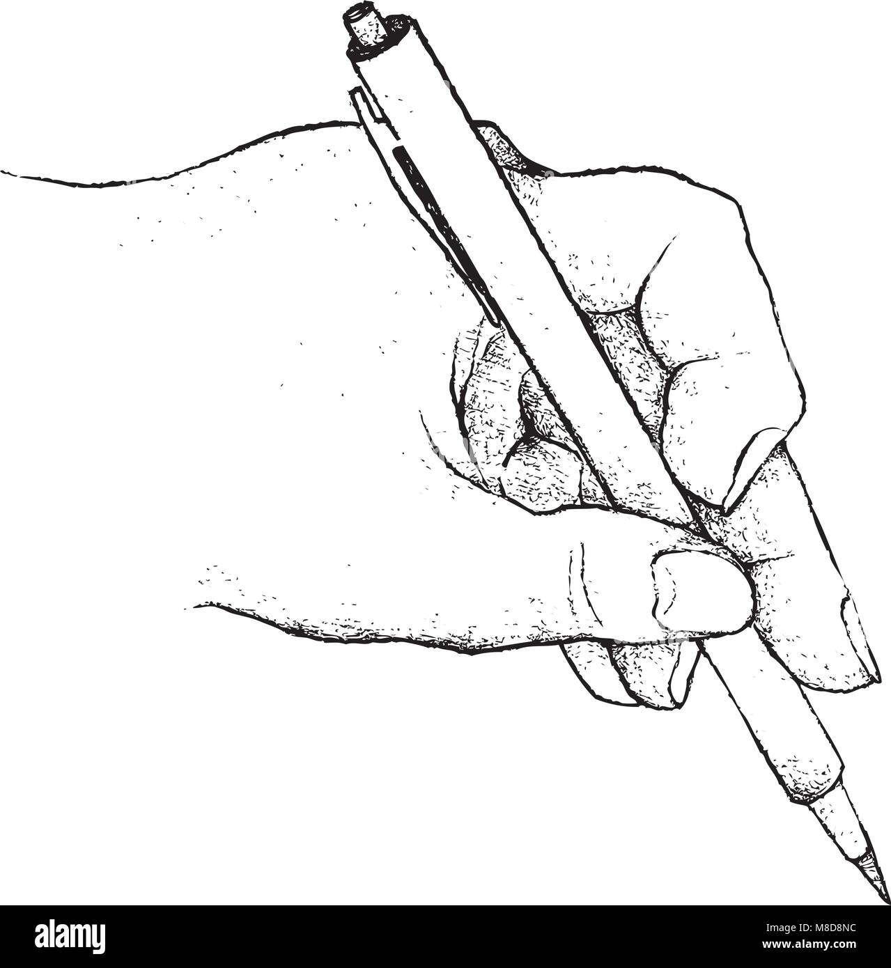 Illustration of Hand Drawn Sketch Person Holding A Pen and