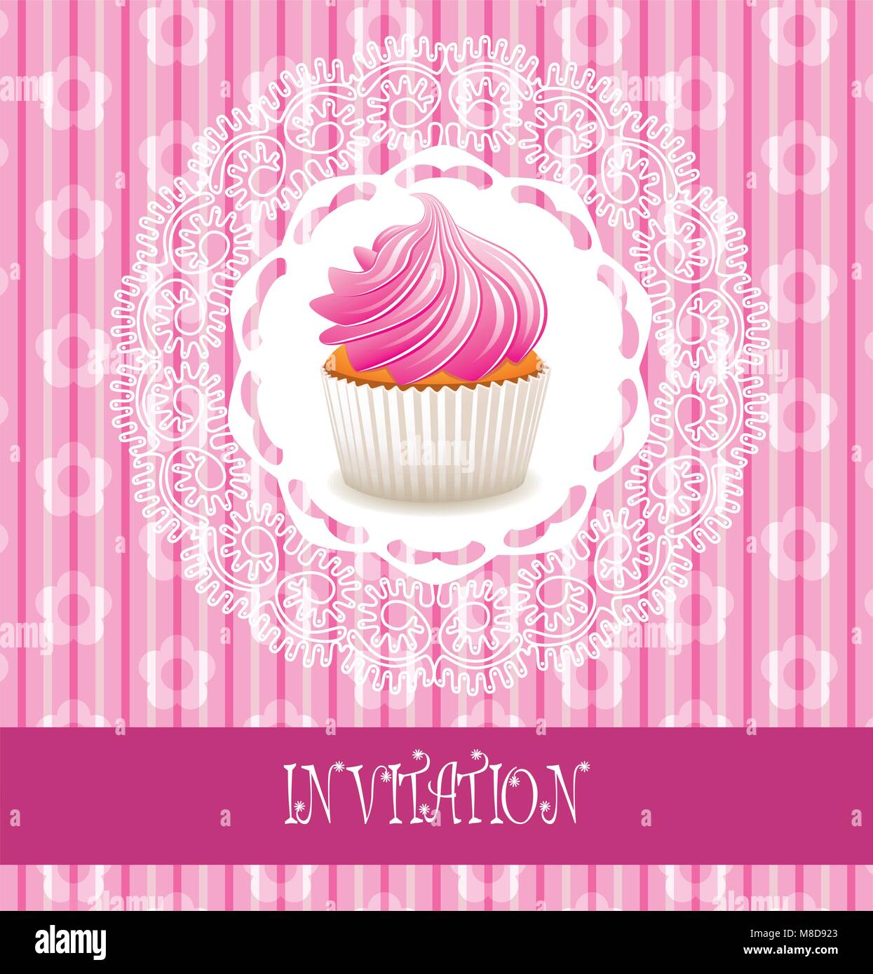 vector retro card with pink cupcake Stock Vector Image & Art - Alamy