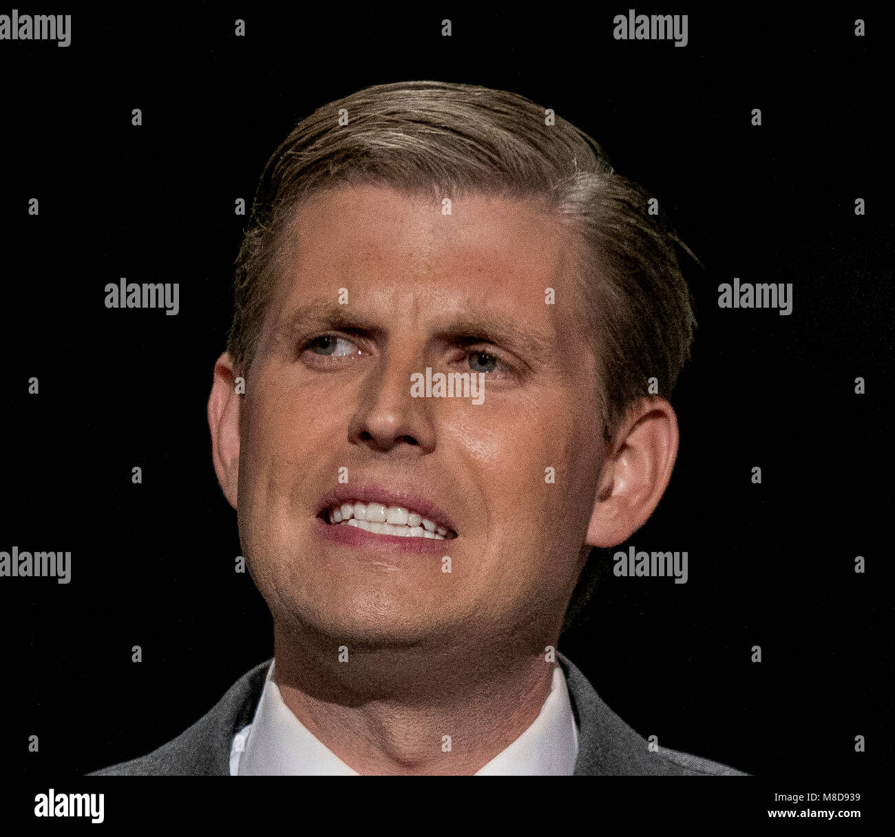 Cleveland Ohio, USA, 20th July, 2016 Eric Trump, son of presidential candidate Donald Trump delivering speech during the Republican National Convention in the Quicken Arena. Credit: Mark Reinstein/MediaPunch Stock Photo