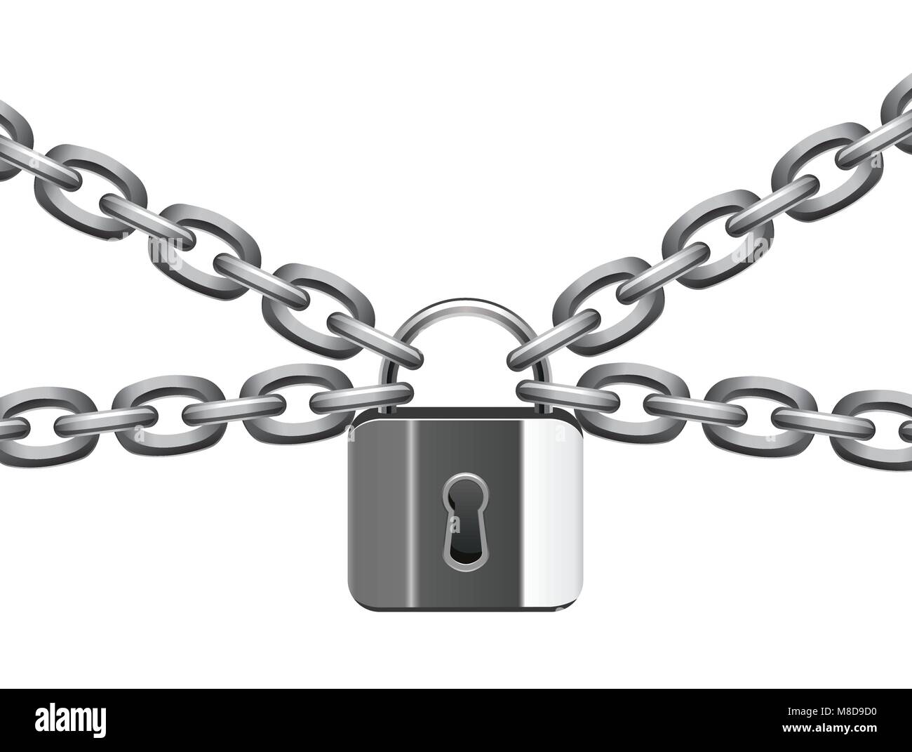 vector illustration of metal chain and padlock Stock Vector