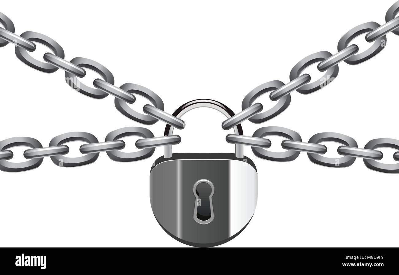 Chain with lock stock vector. Illustration of closed - 40486289