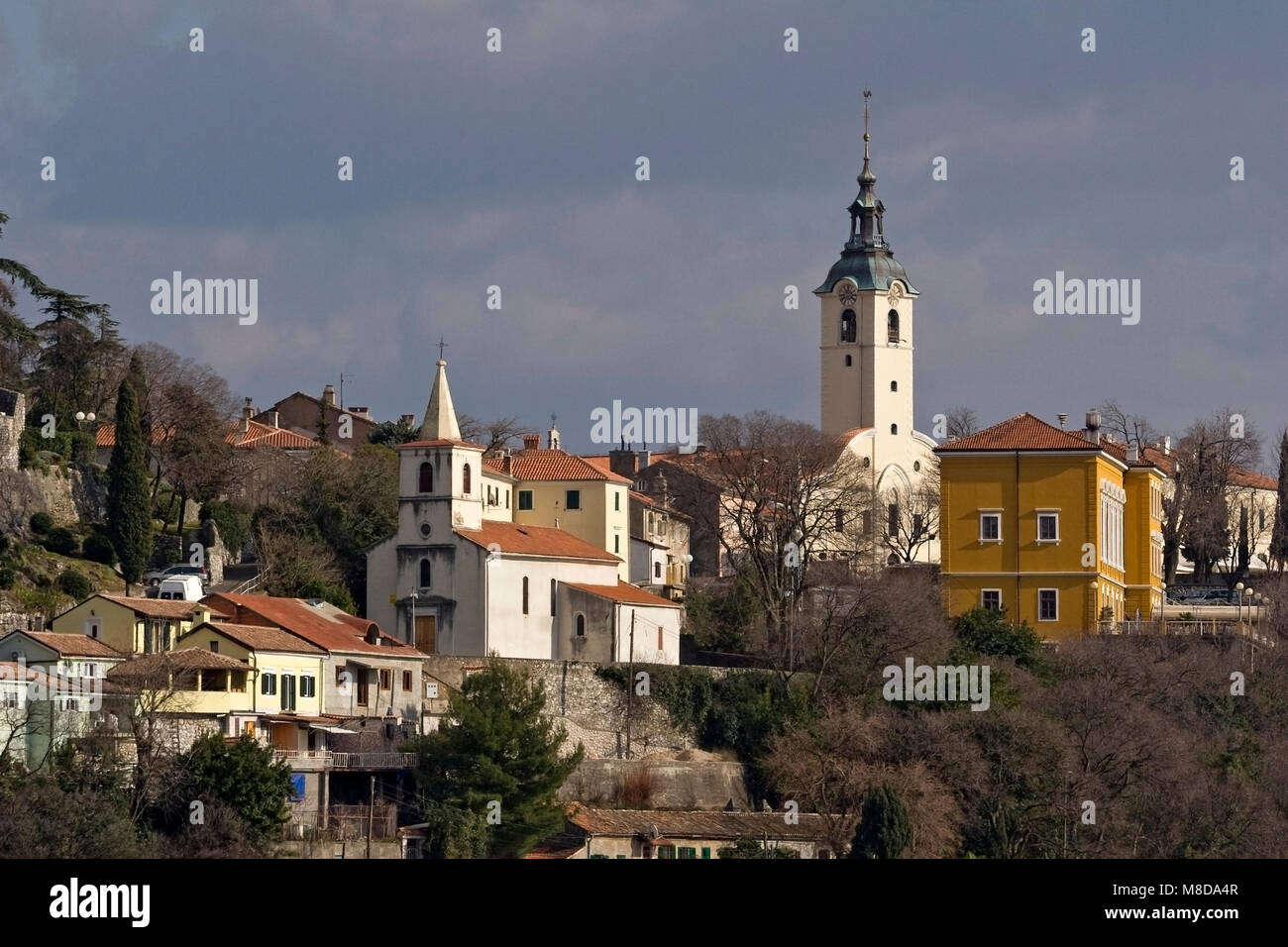 Church of Our Lady of Trsat and church of St George, town Rijeka, Croatia Stock Photo