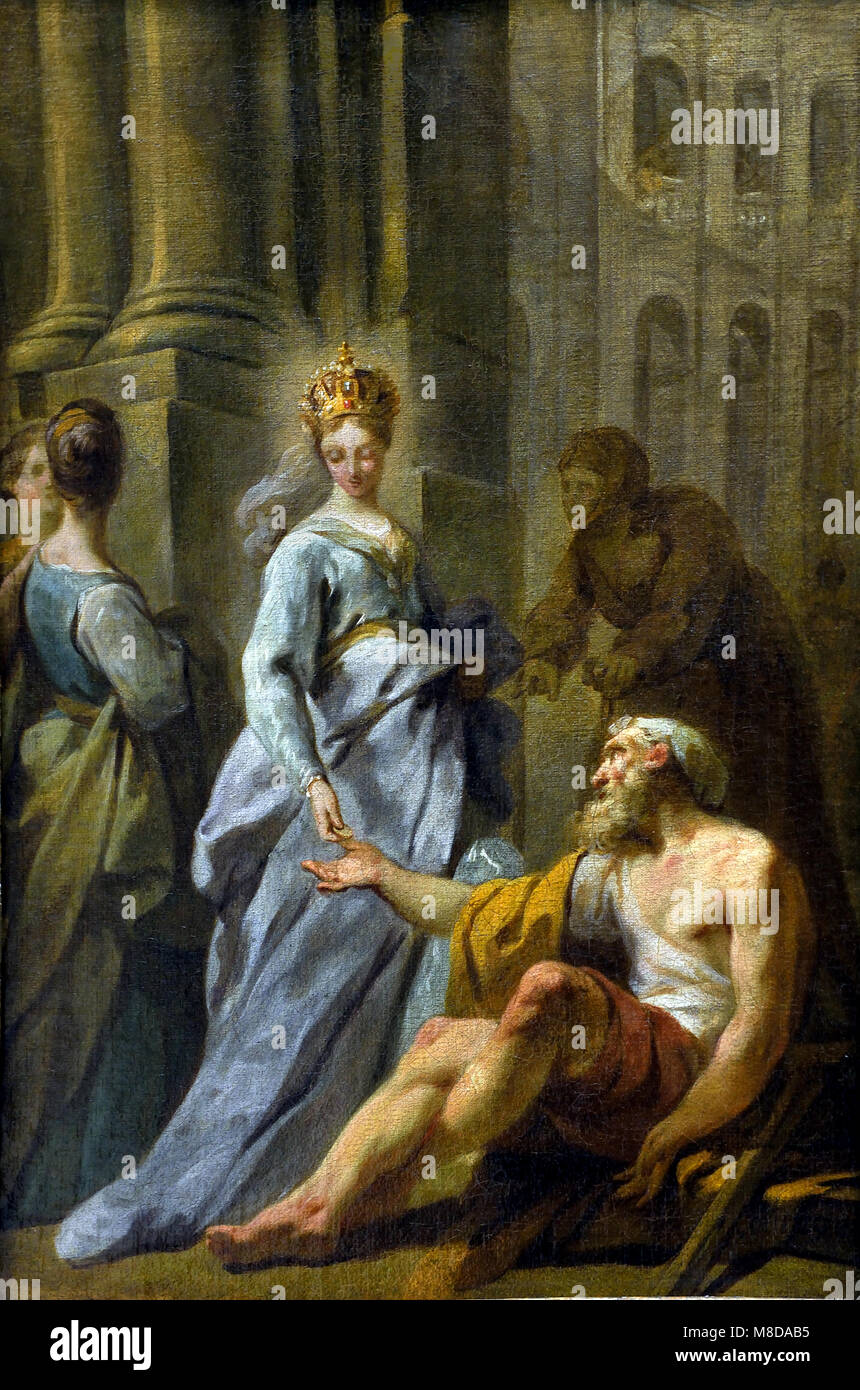 A queen giving alms, by, Jean Faur Courrege 1730-1806 France, French, Stock Photo