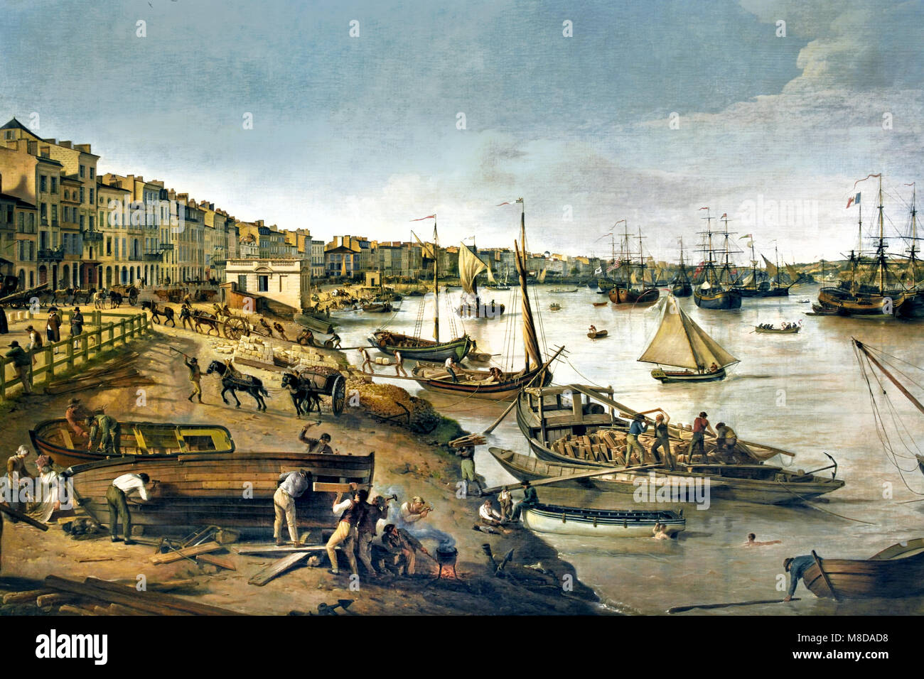 Port and Docks at Bordeaux ,Pierre LACOUR père ,1745 - 1814 ) , 18th century , France, French, Stock Photo