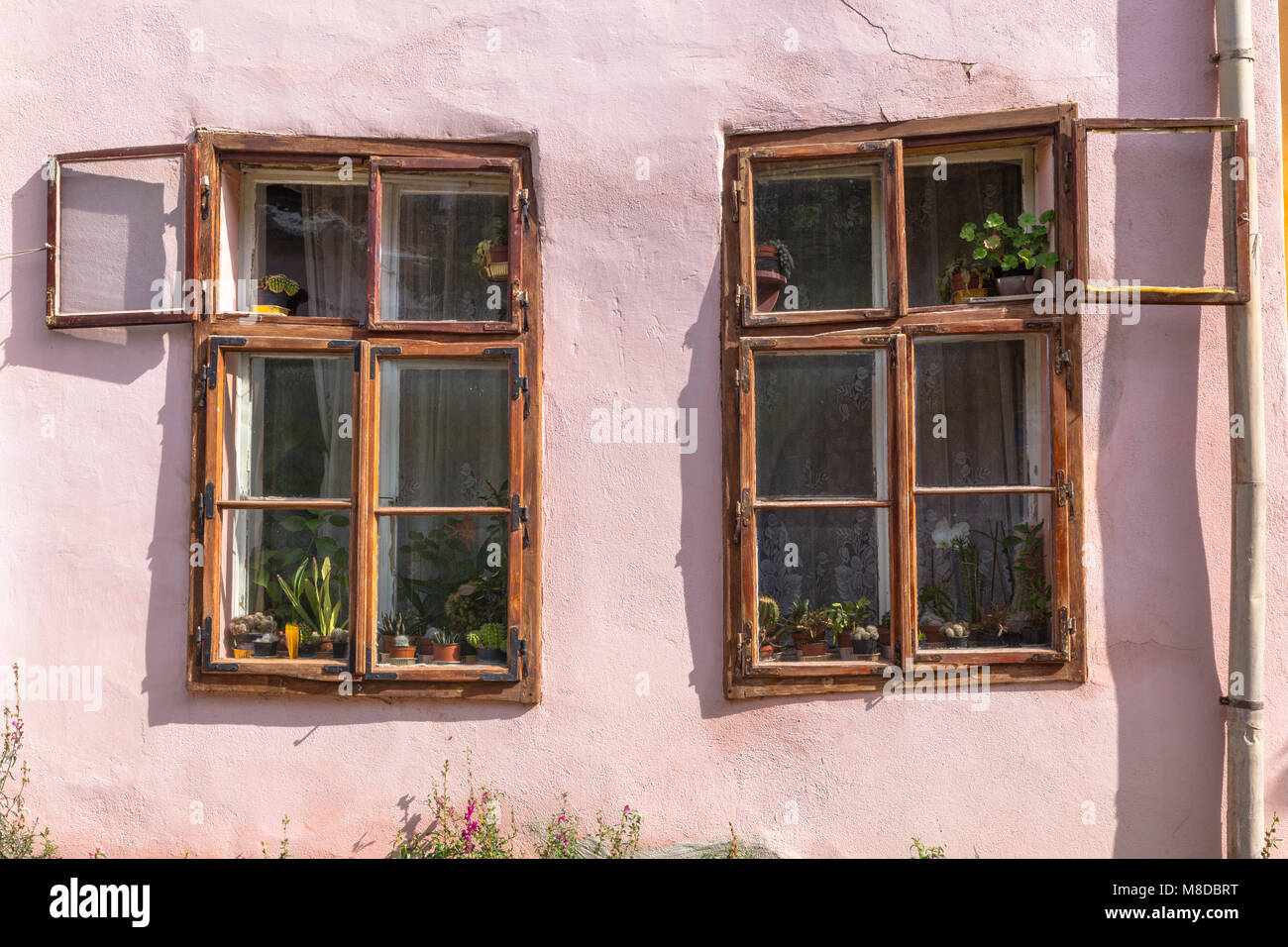 Old-fashioned in Sighisoara village, Mures district, Transylvania, Romania Stock Photo