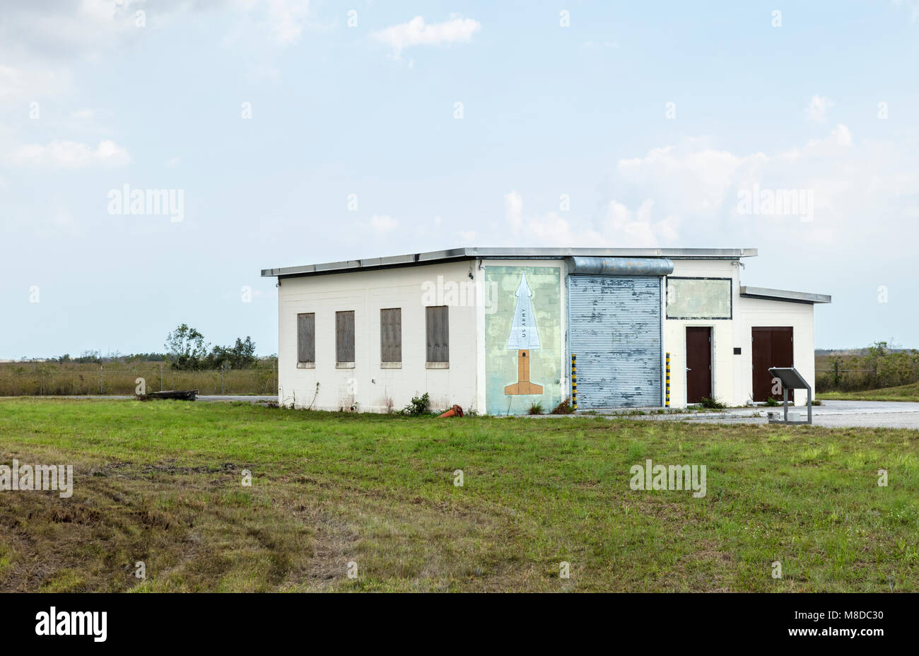 Everglades, Florida - Feb 27, 2018: A view of a Hawk Missile Battery hangar at Nike Missile Site HM-69 inside Everglades National Park, Florida. Stock Photo