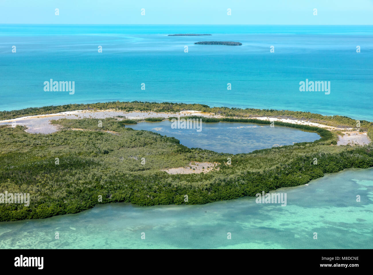 An aerial view of Barracouta Keys, Florida. The islands are located in the proximity of Key West Stock Photo